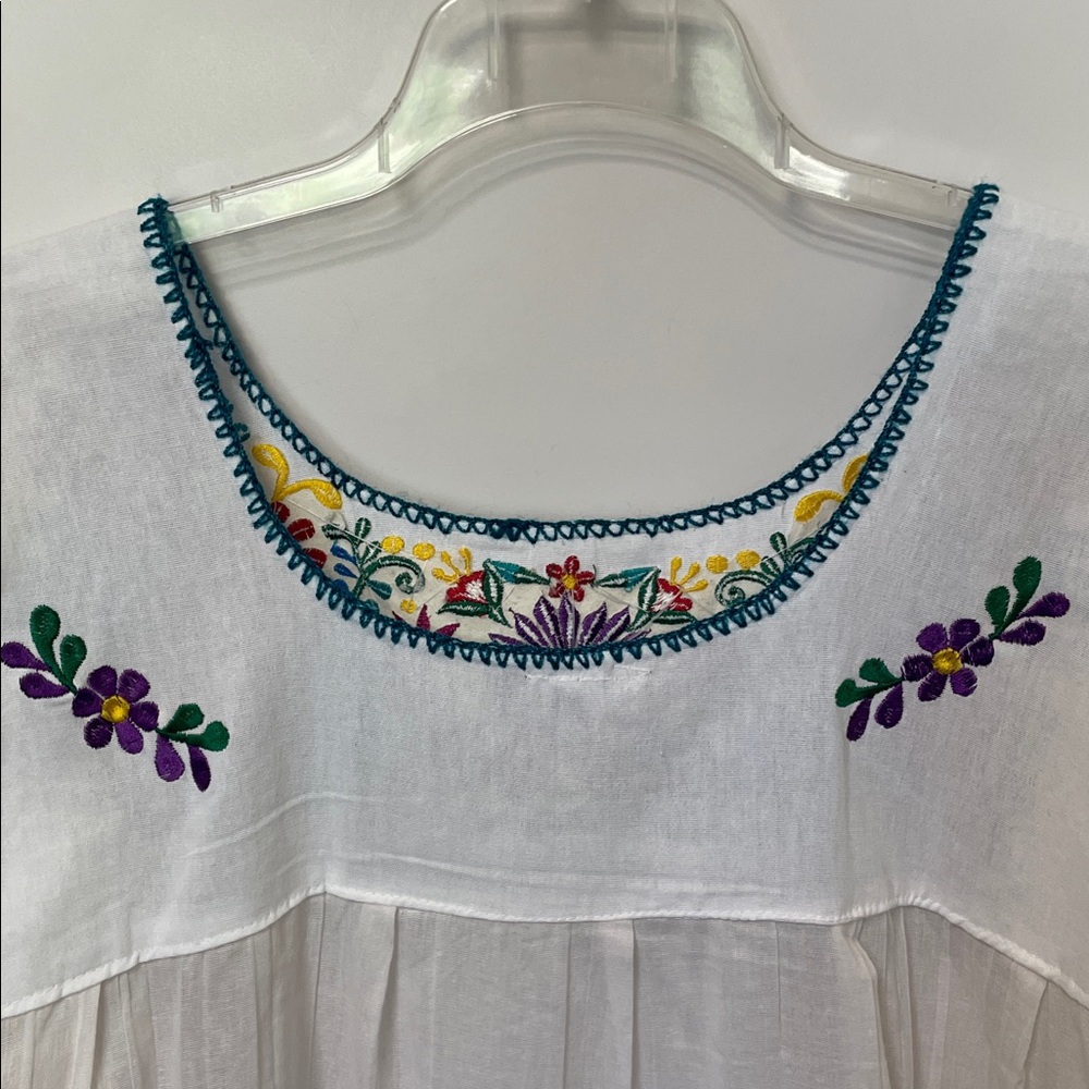 Mexican Embroidered Blousey Top Large - Picture 4 of 6
